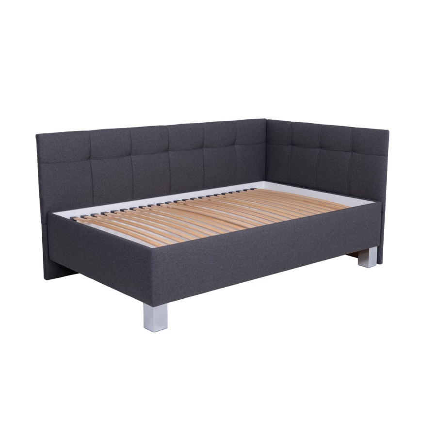 Letto imbottito con materasso e spazio di archiviazione MARIA PETITE 120x200 cm grigio