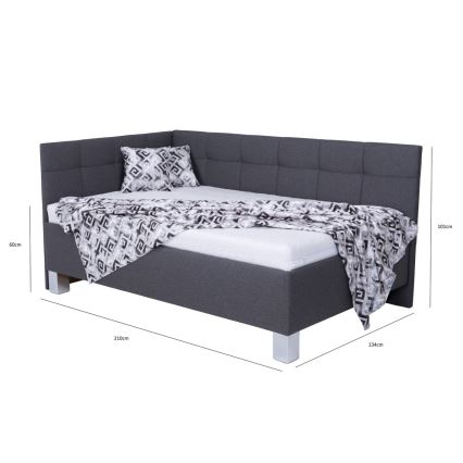 Letto imbottito con materasso e spazio di archiviazione MARIA PETITE 120x200 cm grigio