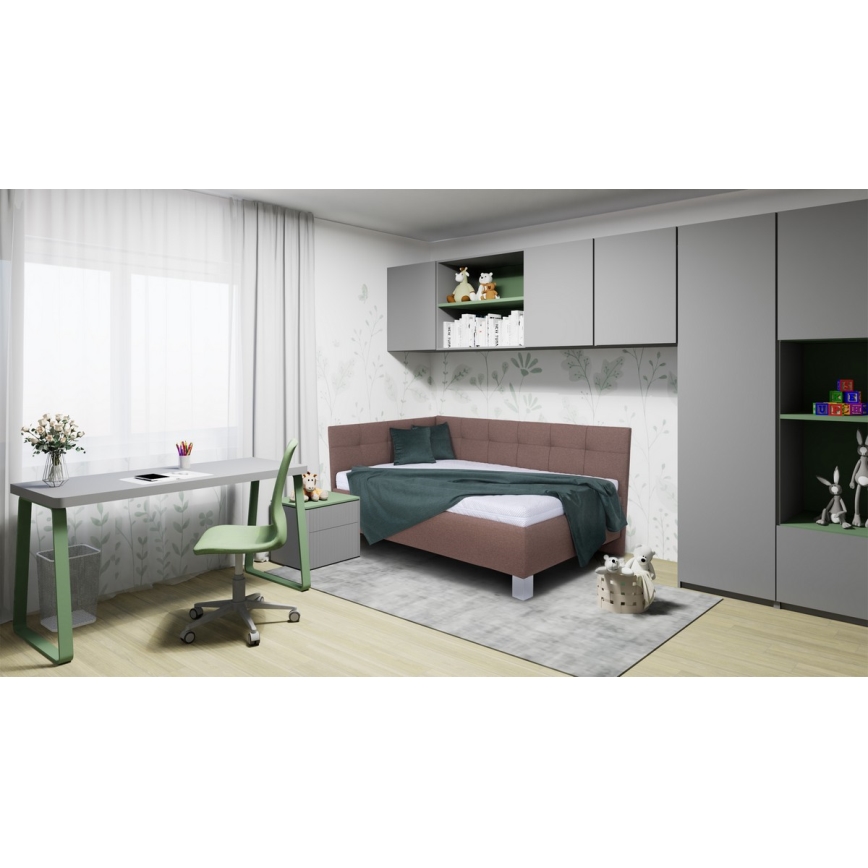 Letto imbottito con materasso e spazio di archiviazione MARIA PETITE 120x200 cm marrone