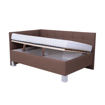 Letto imbottito con materasso e spazio di archiviazione MARIA PETITE 120x200 cm marrone