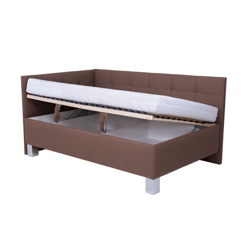 Letto imbottito con materasso e spazio di archiviazione MARIA PETITE 120x200 cm marrone