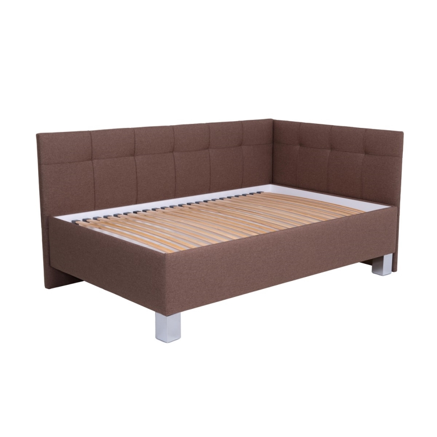 Letto imbottito con materasso e spazio di archiviazione MARIA PETITE 120x200 cm marrone