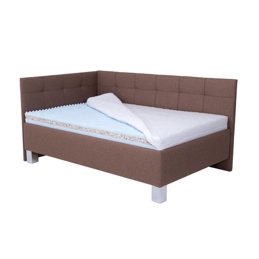 Letto imbottito con materasso e spazio di archiviazione MARIA PETITE 120x200 cm marrone
