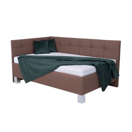 Letto imbottito con materasso e spazio di archiviazione MARIA PETITE 120x200 cm marrone