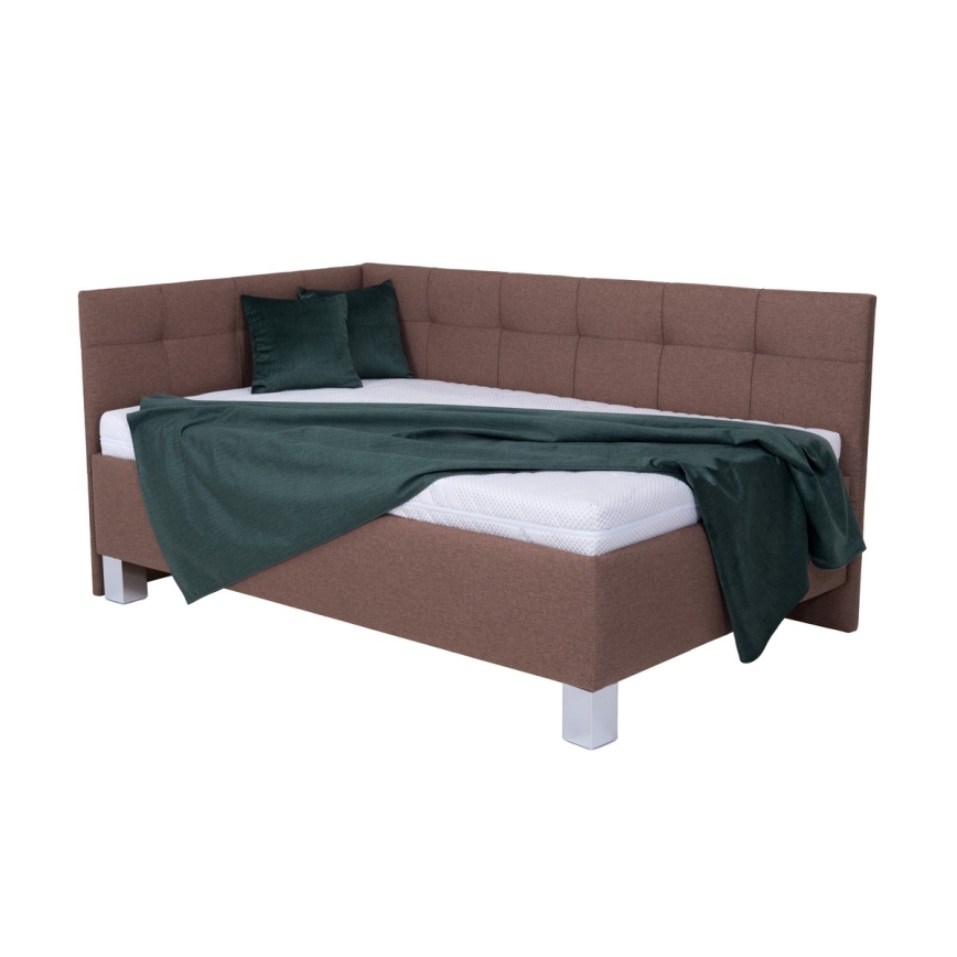 Letto imbottito con materasso e spazio di archiviazione MARIA PETITE 120x200 cm marrone