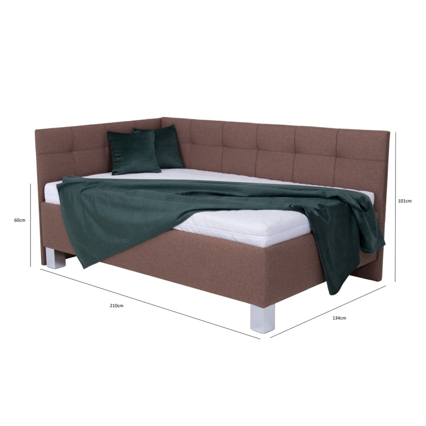 Letto imbottito con materasso e spazio di archiviazione MARIA PETITE 120x200 cm marrone