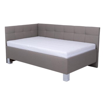Letto imbottito con materasso e spazio di archiviazione MARIA PETITE 120x200 cm taupe