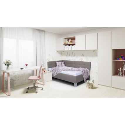 Letto imbottito con materasso e spazio di archiviazione MARIA PETITE 120x200 cm taupe