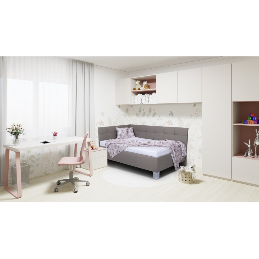 Letto imbottito con materasso e spazio di archiviazione MARIA PETITE 120x200 cm taupe