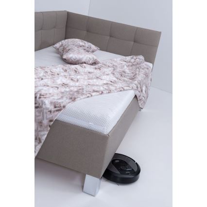 Letto imbottito con materasso e spazio di archiviazione MARIA PETITE 120x200 cm taupe