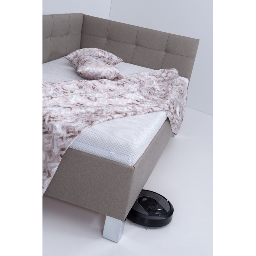Letto imbottito con materasso e spazio di archiviazione MARIA PETITE 120x200 cm taupe
