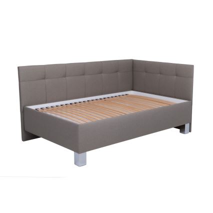 Letto imbottito con materasso e spazio di archiviazione MARIA PETITE 120x200 cm taupe