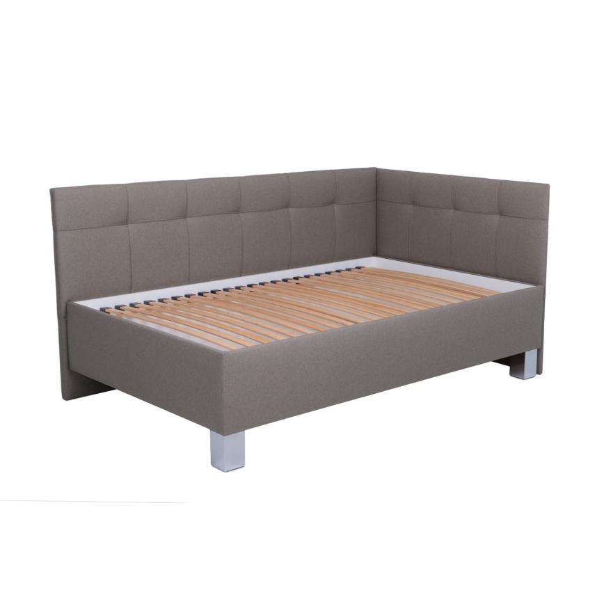 Letto imbottito con materasso e spazio di archiviazione MARIA PETITE 120x200 cm taupe