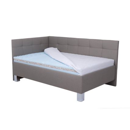 Letto imbottito con materasso e spazio di archiviazione MARIA PETITE 120x200 cm taupe