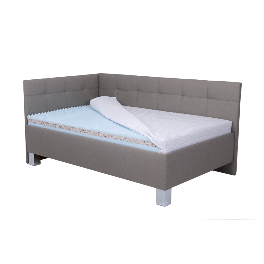 Letto imbottito con materasso e spazio di archiviazione MARIA PETITE 120x200 cm taupe
