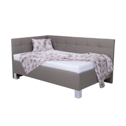 Letto imbottito con materasso e spazio di archiviazione MARIA PETITE 120x200 cm taupe