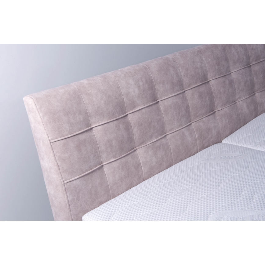 Letto imbottito con materasso e spazio di archiviazione VIOLET 160x200 cm beige