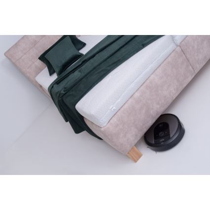 Letto imbottito con materasso e spazio di archiviazione VIOLET 160x200 cm beige