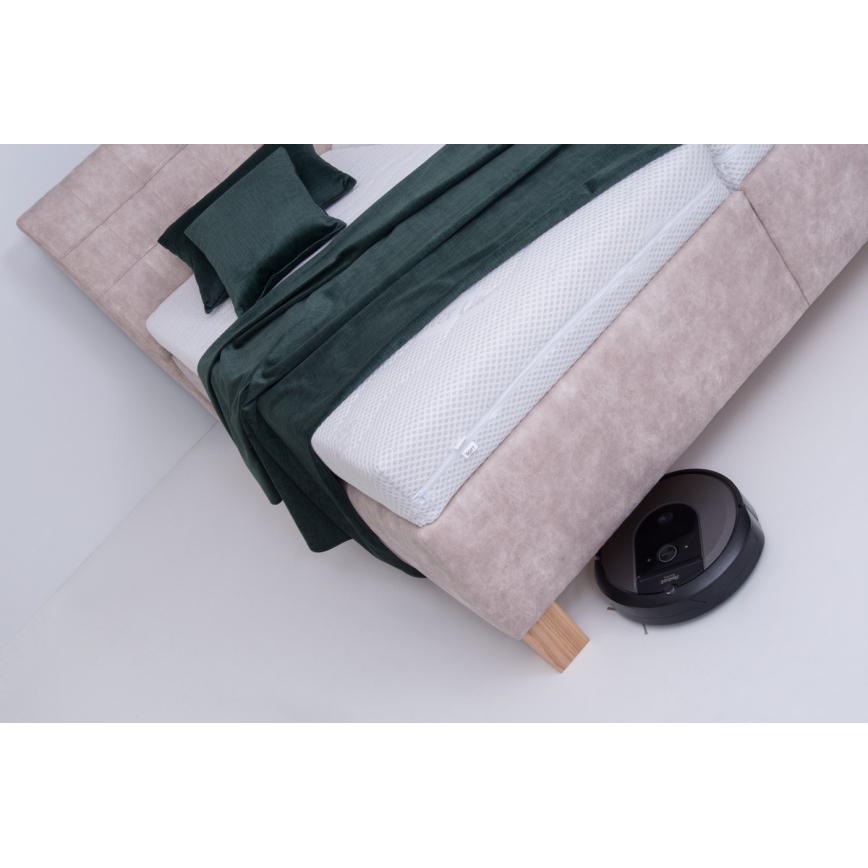 Letto imbottito con materasso e spazio di archiviazione VIOLET 160x200 cm beige