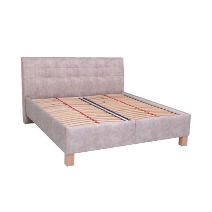 Letto imbottito con materasso e spazio di archiviazione VIOLET 160x200 cm beige