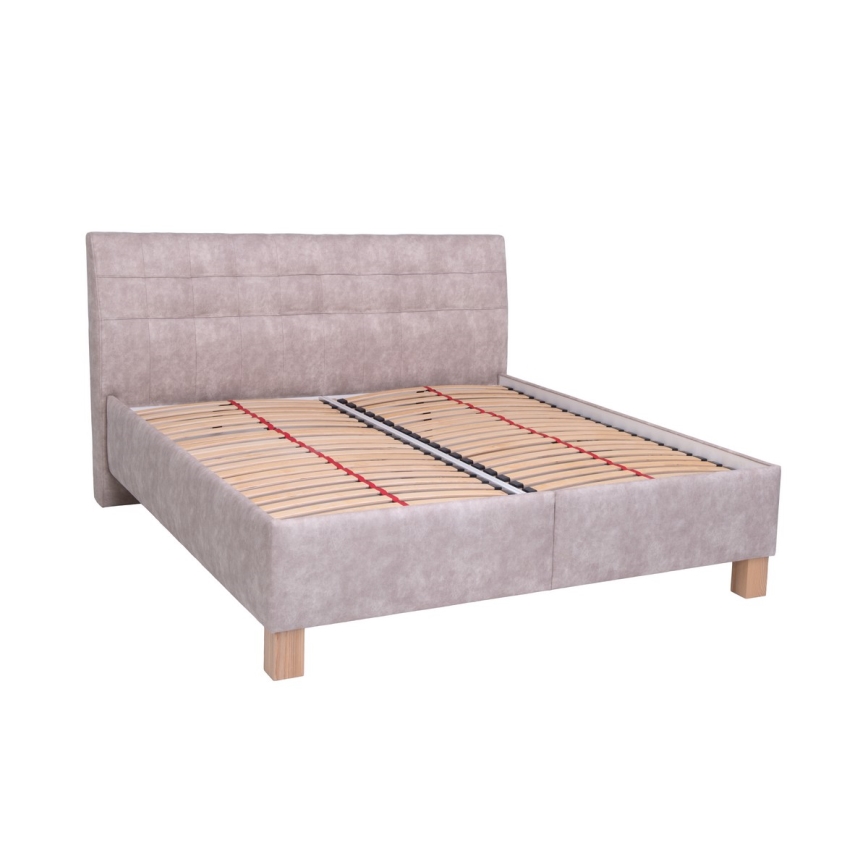 Letto imbottito con materasso e spazio di archiviazione VIOLET 160x200 cm beige