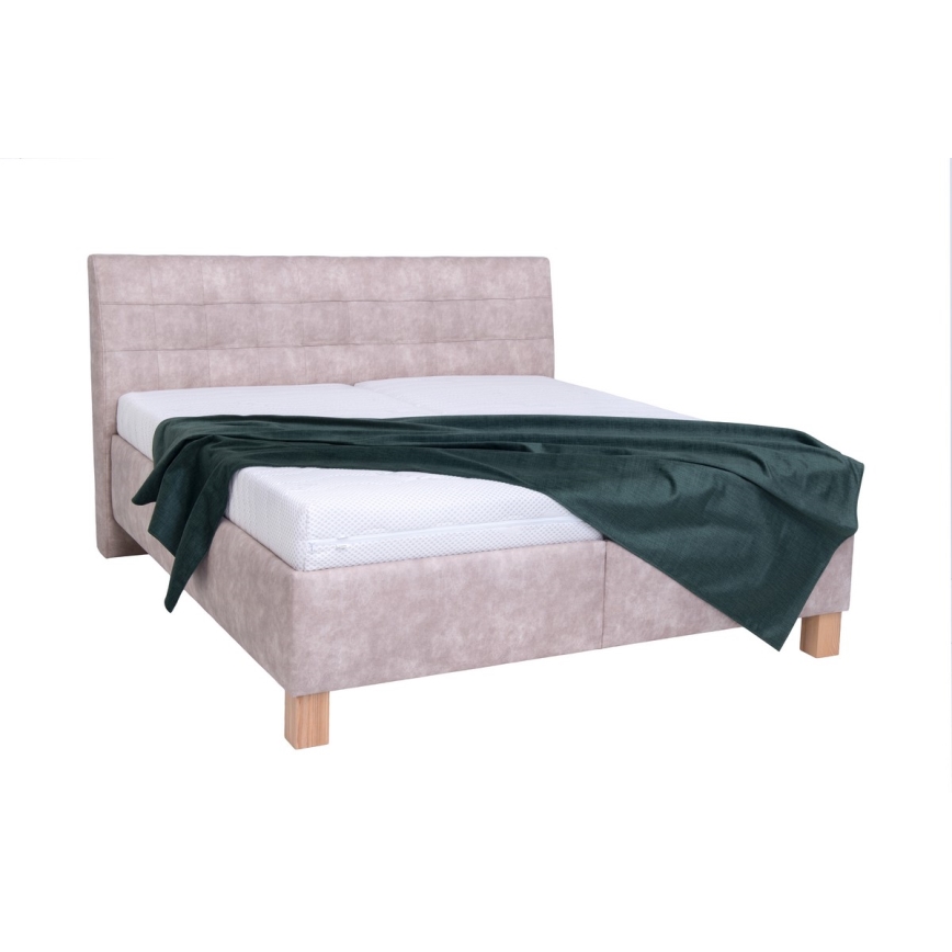 Letto imbottito con materasso e spazio di archiviazione VIOLET 160x200 cm beige