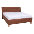 Letto imbottito con materasso e spazio di archiviazione VIOLET 160x200 cm cognac marrone