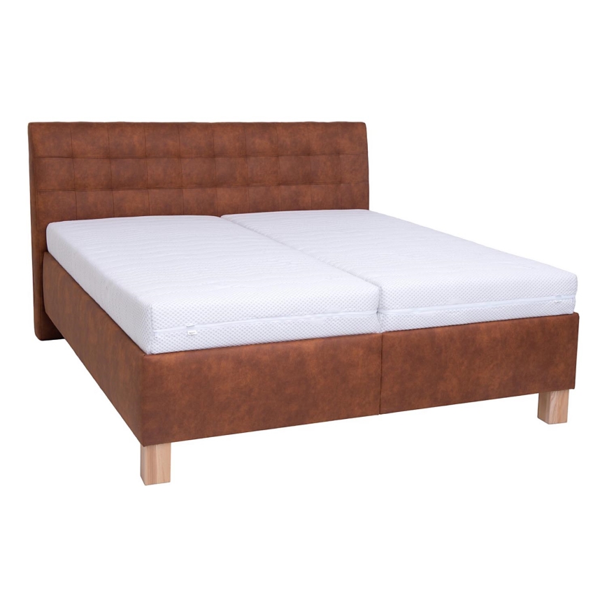 Letto imbottito con materasso e spazio di archiviazione VIOLET 160x200 cm cognac marrone
