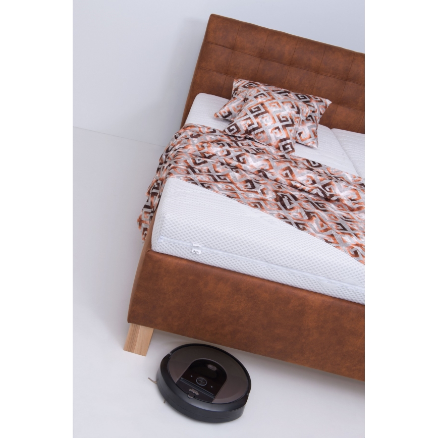 Letto imbottito con materasso e spazio di archiviazione VIOLET 160x200 cm cognac marrone
