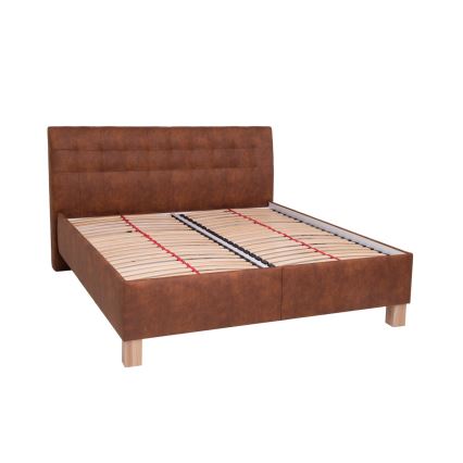 Letto imbottito con materasso e spazio di archiviazione VIOLET 160x200 cm cognac marrone