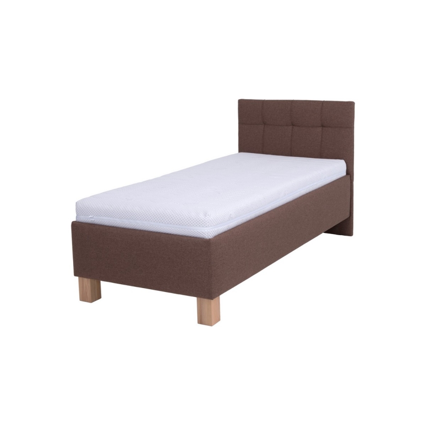 Letto imbottito con materasso e vano contenitore MARIA ONE 90x200 cm, marrone
