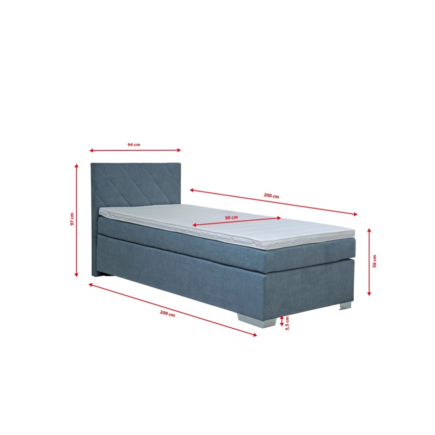 Letto imbottito con materasso IDA 90x200 cm blu