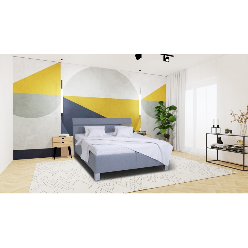 Letto imbottito con spazio di archiviazione senza materasso ALIS 180x200 cm grigio chiaro
