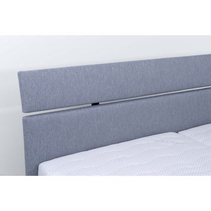 Letto imbottito con spazio di archiviazione senza materasso ALIS 180x200 cm grigio chiaro