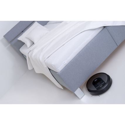 Letto imbottito con spazio di archiviazione senza materasso ALIS 180x200 cm grigio chiaro