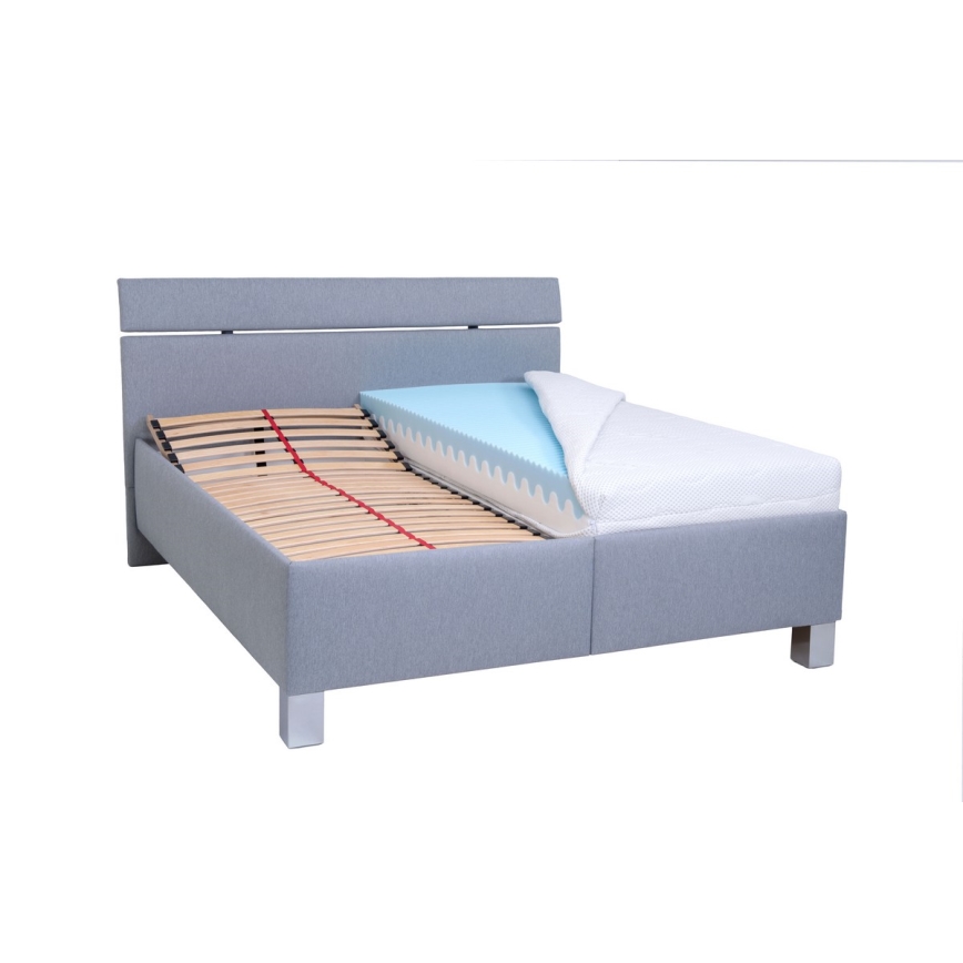 Letto imbottito con spazio di archiviazione senza materasso ALIS 180x200 cm grigio chiaro
