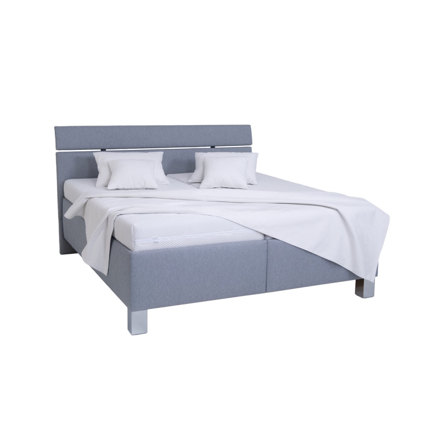 Letto imbottito con spazio di archiviazione senza materasso ALIS 180x200 cm grigio chiaro