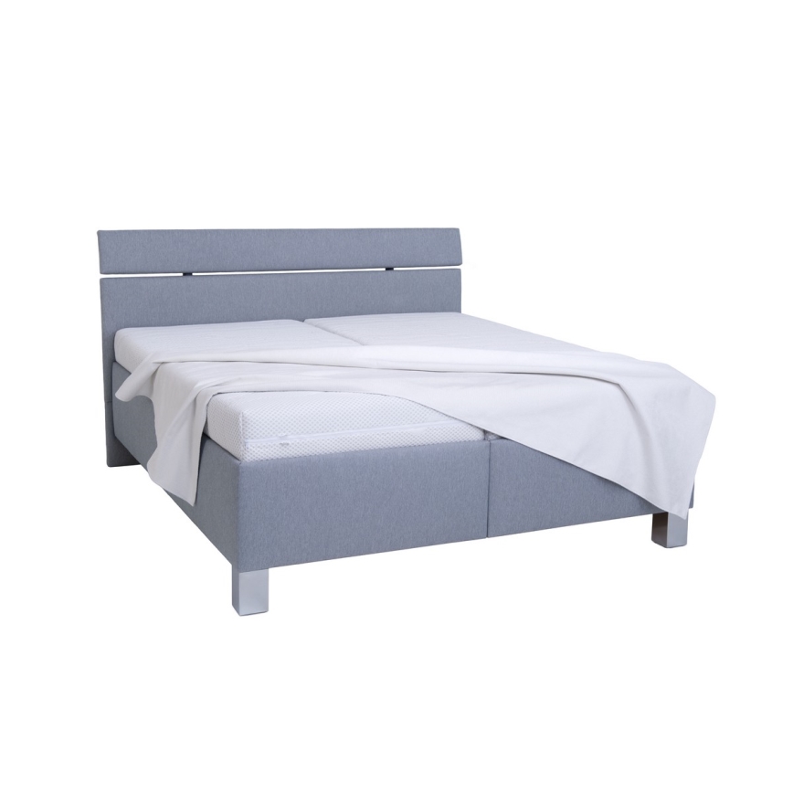 Letto imbottito con spazio di archiviazione senza materasso ALIS 180x200 cm grigio chiaro
