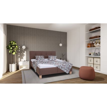 Letto imbottito con spazio di archiviazione senza materasso MARIA 160x200 cm marrone