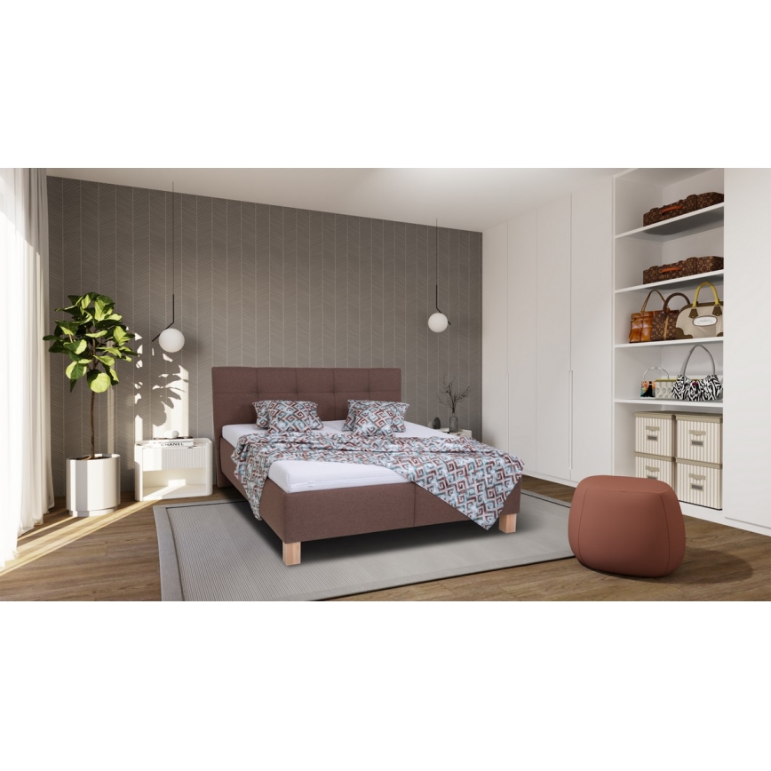 Letto imbottito con spazio di archiviazione senza materasso MARIA 160x200 cm marrone