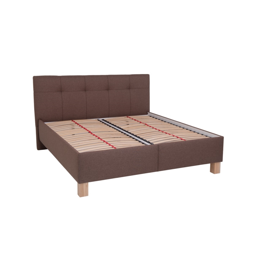 Letto imbottito con spazio di archiviazione senza materasso MARIA 160x200 cm marrone