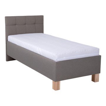 Letto imbottito con spazio di archiviazione senza materasso MARIA ONE 90x200 cm taupe