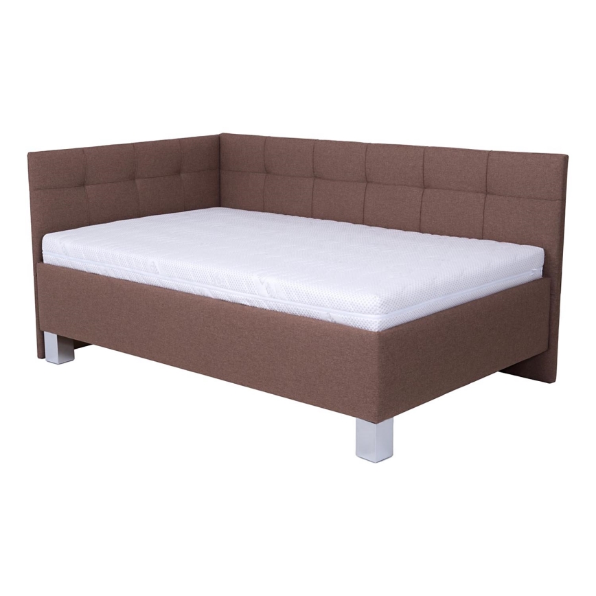 Letto imbottito con spazio di archiviazione senza materasso MARIA PETITE 120x200 cm marrone