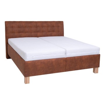 Letto imbottito con spazio di archiviazione senza materasso VIOLET 180x200 cm cognac marrone