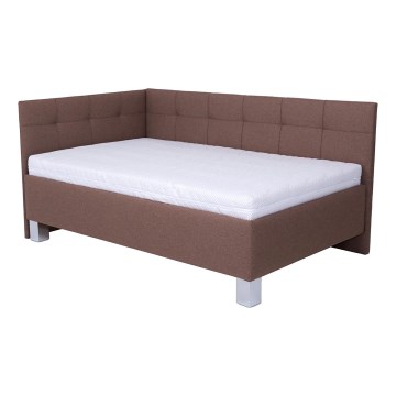 Letto imbottito con spazio di stoccaggio senza materasso MARIA PETITE 120x200 cm marrone
