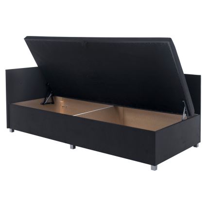 Letto imbottito con testiera universale e contenitore AMSTERDAM 90x200 cm, grigio