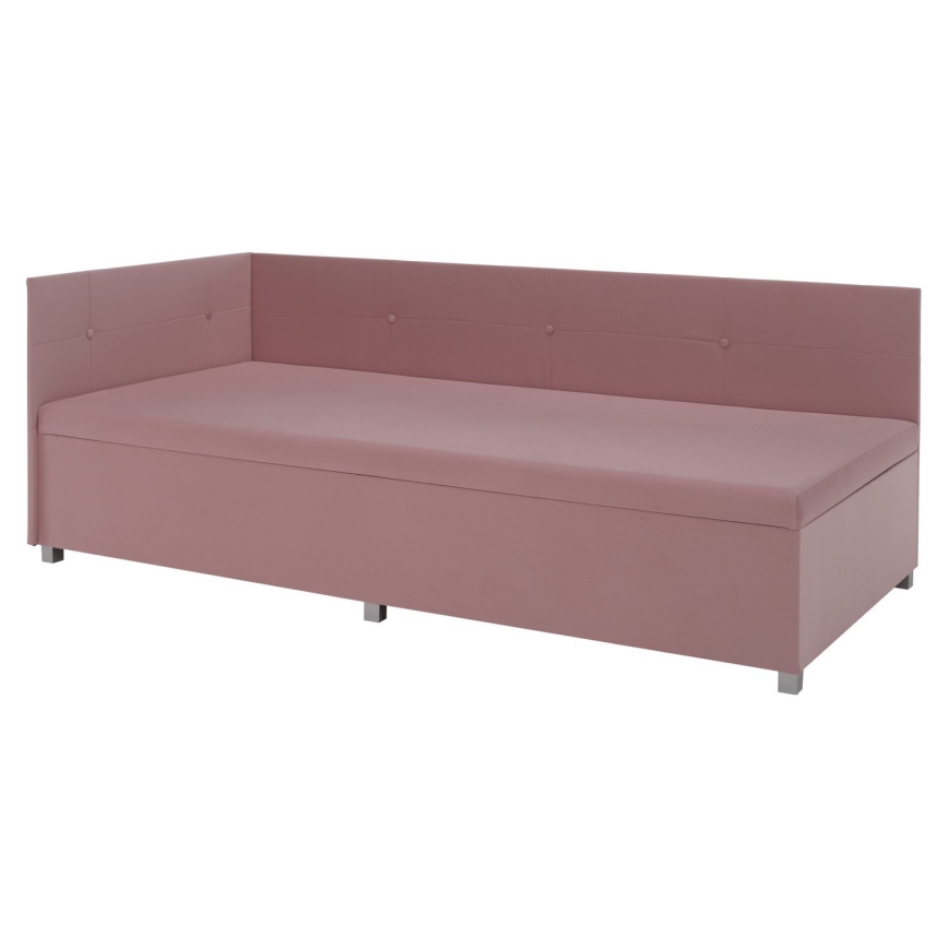 Letto imbottito con testiera universale e vano contenitore AMSTERDAM 90x200 cm rosa