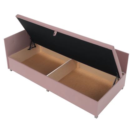 Letto imbottito con testiera universale e vano contenitore AMSTERDAM 90x200 cm rosa