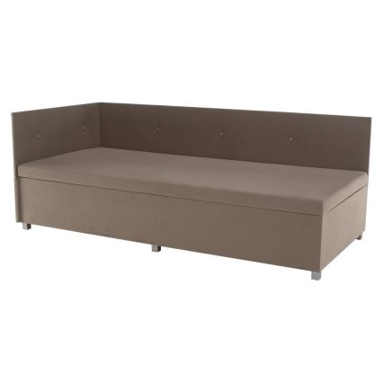 Letto imbottito AMSTERDAM 90x200 cm con testiera universale e contenitore, beige
