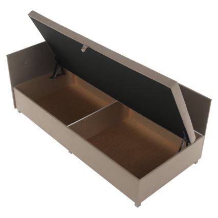 Letto imbottito AMSTERDAM 90x200 cm con testiera universale e contenitore, beige